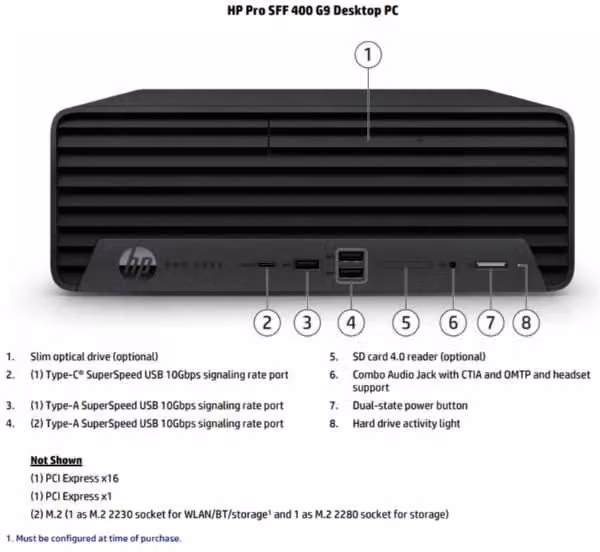 PC Desktop HP Pro Small Form Factor 400 G9 Nero con Intel Core i3, 8 GB RAM, 512 GB SSD e Windows 11 Pro