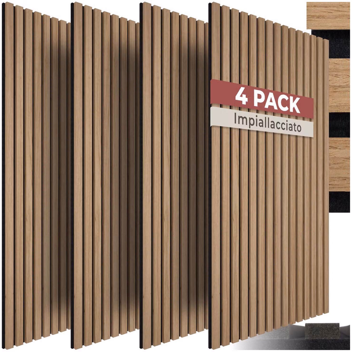 Pannelli acustici Sonic Wall II tectake in feltro effetto legno marrone L: 110.0 cm, H: 50.0 cm, P: 1.8 cm – 1