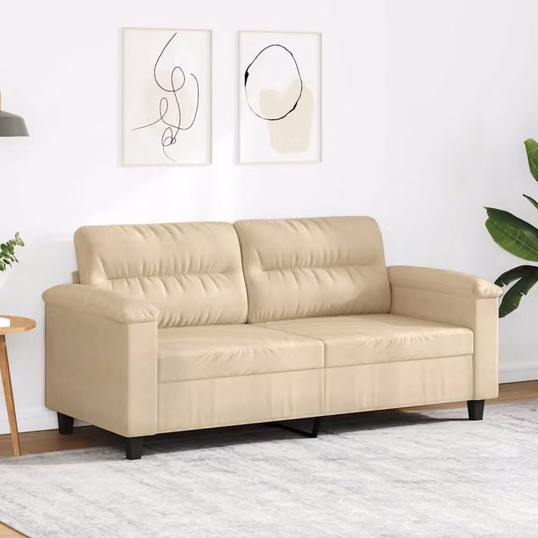 Divano a 2 posti moderno vidaXL in microfibra beige con struttura in metallo per il tuo soggiorno