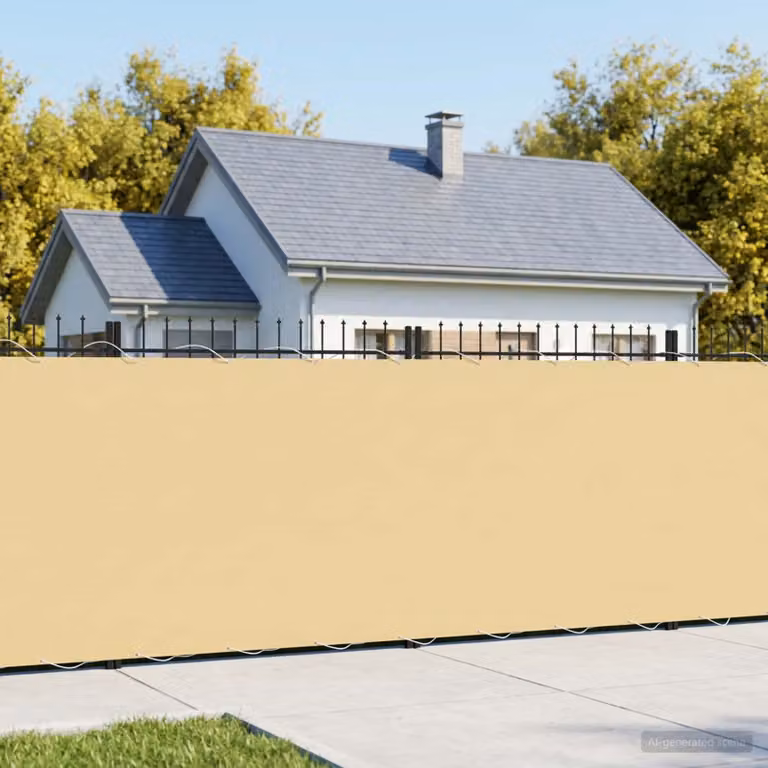 Schermo di privacy per balcone vidaXL in poliestere e alluminio, beige, L: 15 m x H: 1,5 m