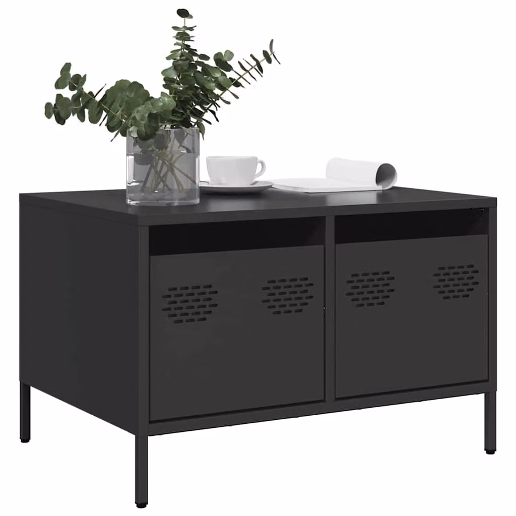 Carrello TV mobile vidaXL in acciaio nero L: 68 cm, P: 50 cm, H: 43,5 cm
