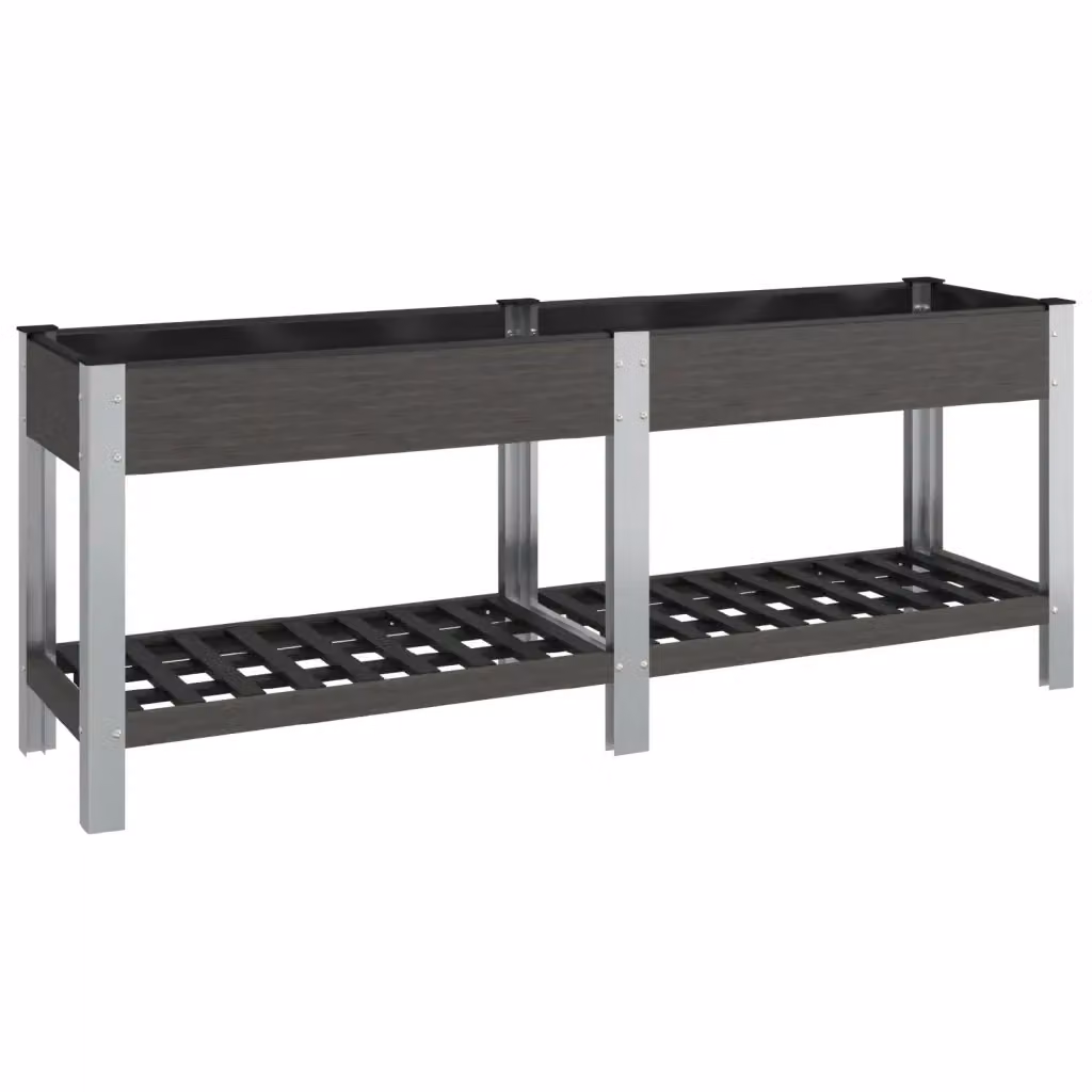 Fioriera Rialzata da Giardino con Ripiano VIDAXL in WPC Grigia L: 200 cm, P: 50 cm, H: 75 cm – 2