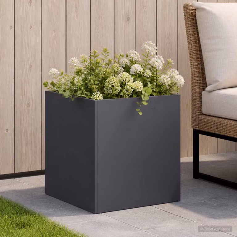 Vaso da giardino vidaXL in metallo colore antracite L/P/H: 25 x 25 x 25 cm