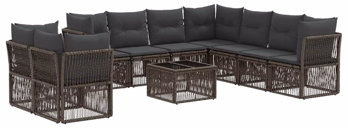 Set Divano da Giardino 10 pcs Grigio polyrattan