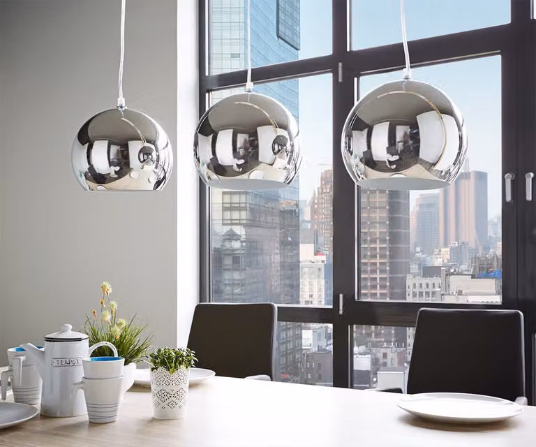 Lampada a sospensione Pentola cromo argentato 75 cm 3 tonalità Lampada a soffitto