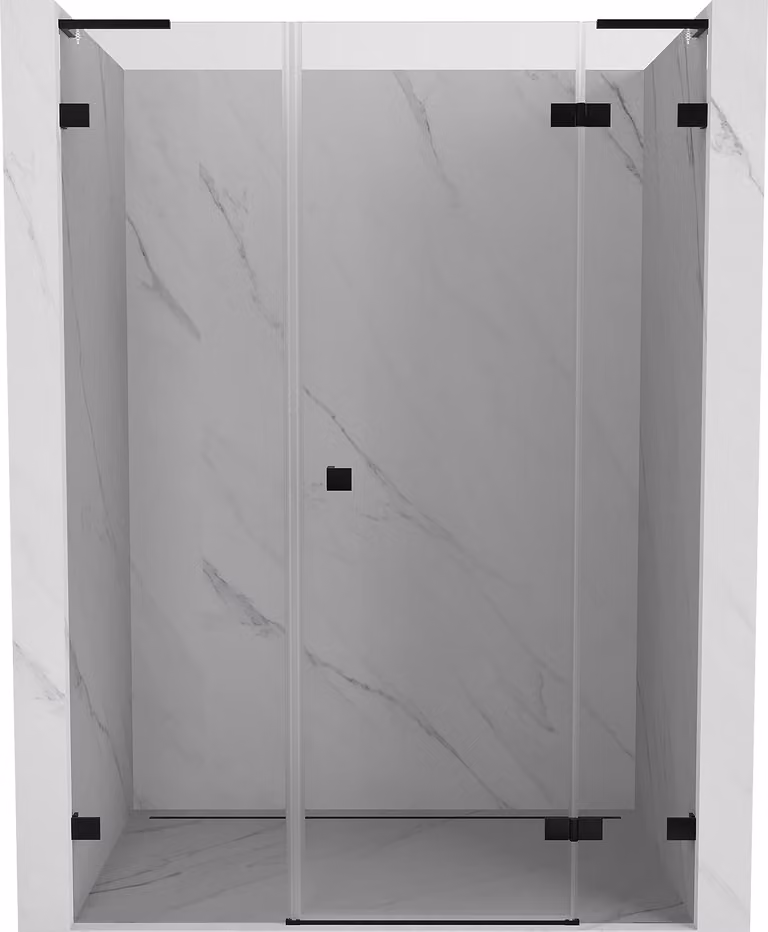 Mexen Lunar L porta doccia a battente destra 140 cm, trasparente, nero - 834SL-140-050-70-00-P