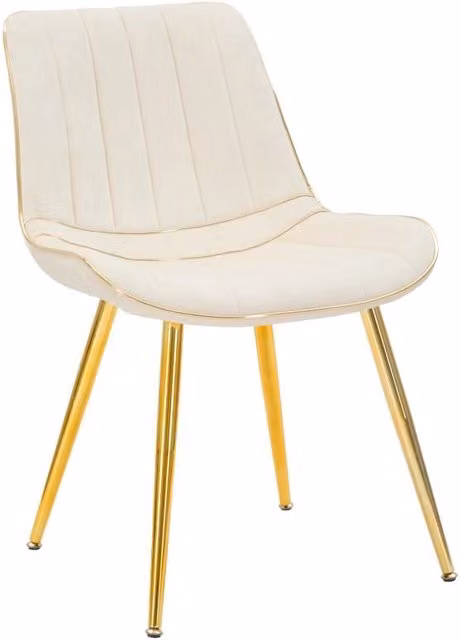 Set 2 Sedie Imbottite 51x59x79 cm in Poliestere Paris Crema e Oro