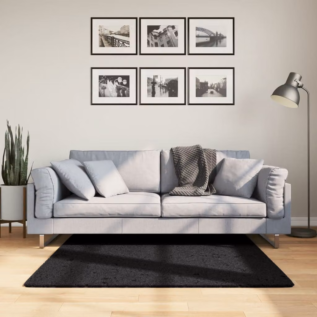 Tappeto a pelo corto vidaXL OVIEDO nero, L/P: 120 x 120 cm