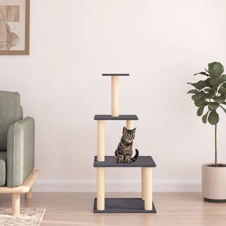 Albero per gatti vidaXL con tiragraffi in sisal sostituibile, colore grigio