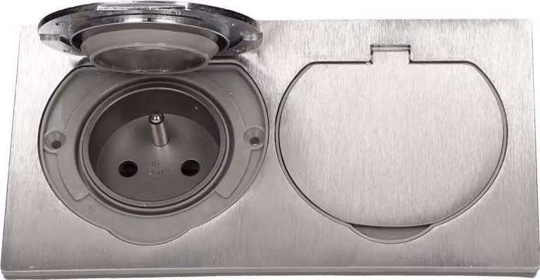 Presa doppia da incasso con coperchio, sigillata ermeticamente ORNO OR-AE-1398, acciaio inox IP55