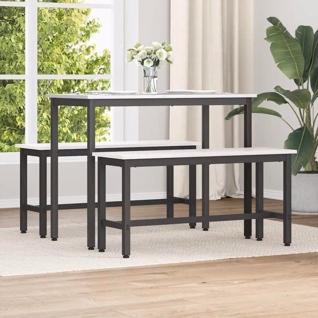 Panchina da pranzo moderna vidaXL in legno e metallo, L 100 x P 32,5 x H 49 cm