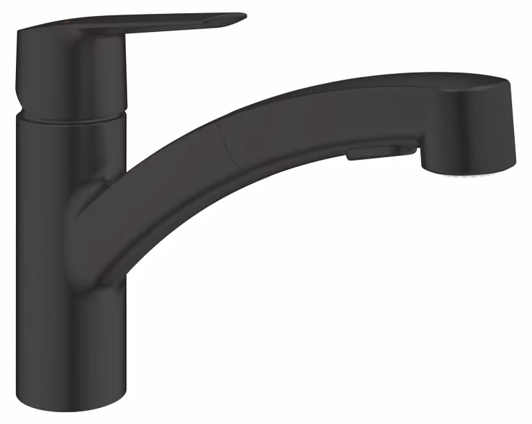Miscelatore da cucina con doppia funzione spray, 2 tipi di getto, girevole a 90°, colore nero opaco