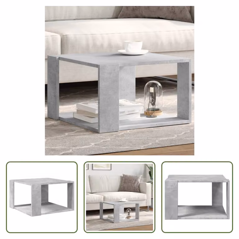 The Living Store tavolino in cemento grigio 51,5x51,5x30 cm materiale a base di legno