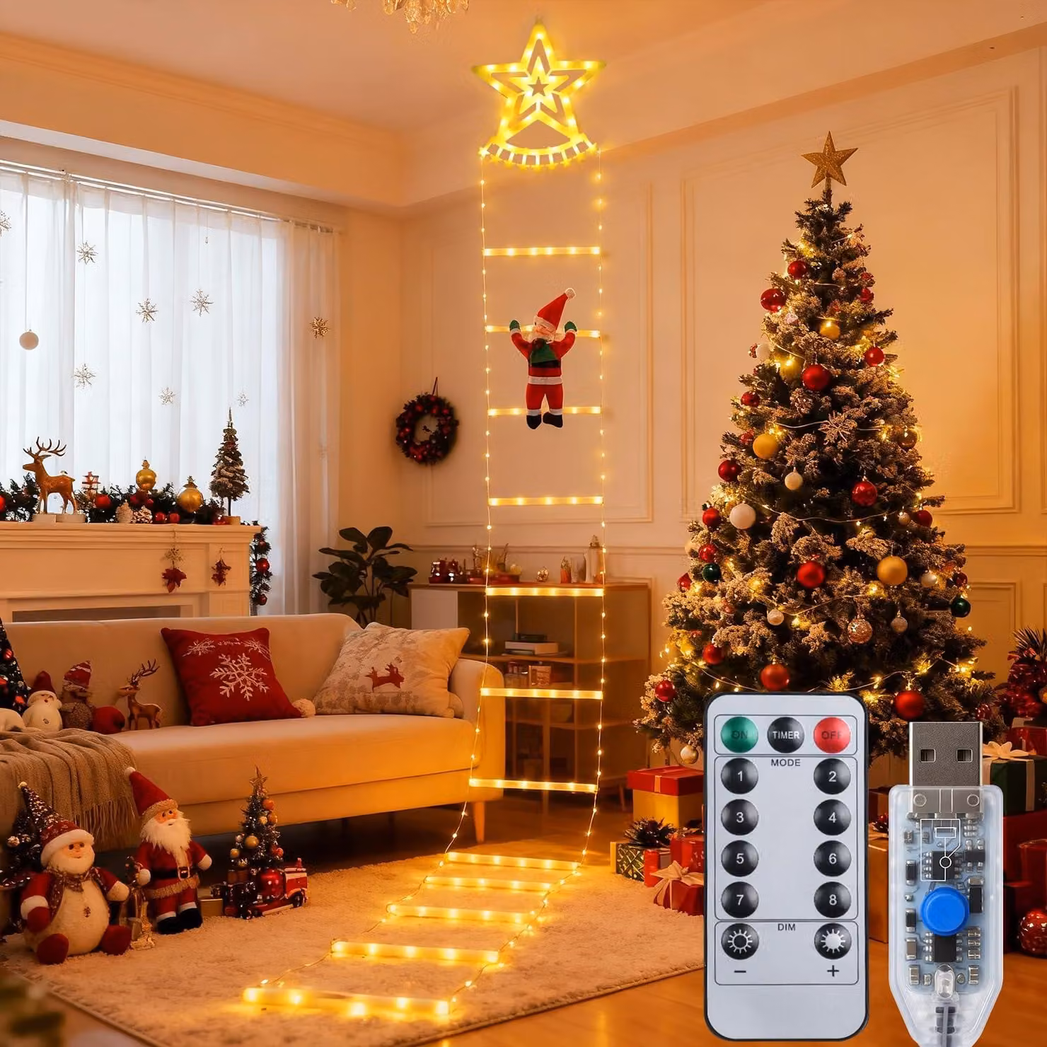 Catena luminosa a LED, 2,7 metri, 8 modalità, timer, grado di protezione IP65, luce bianco caldo