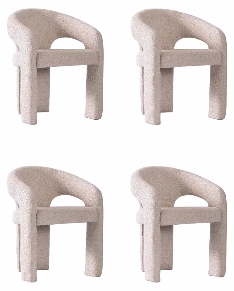 4 sedie moderne, beige, eleganti, imbottite, ideali per la sala da pranzo