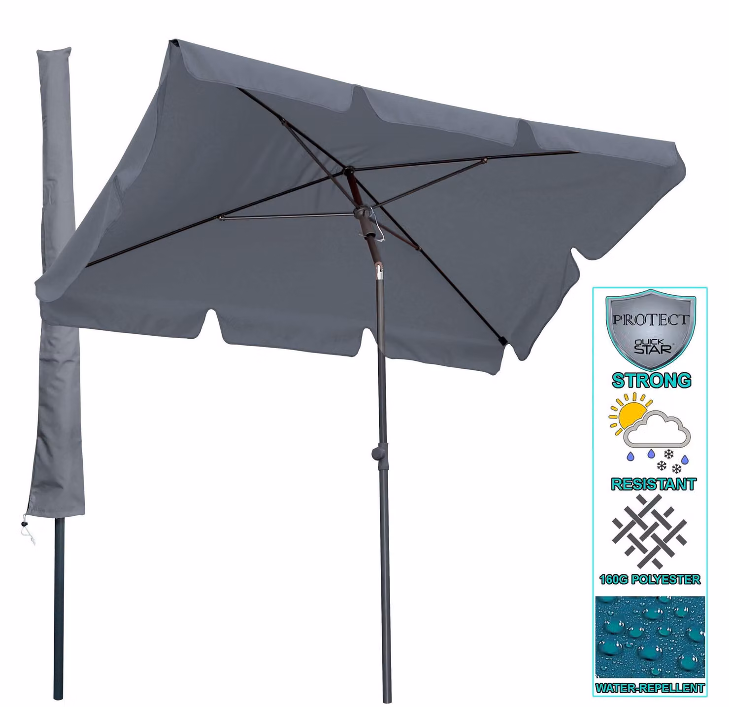 Solidchoice - Ombrellone da balcone 200x125 cm con copertura protettiva, colore grigio