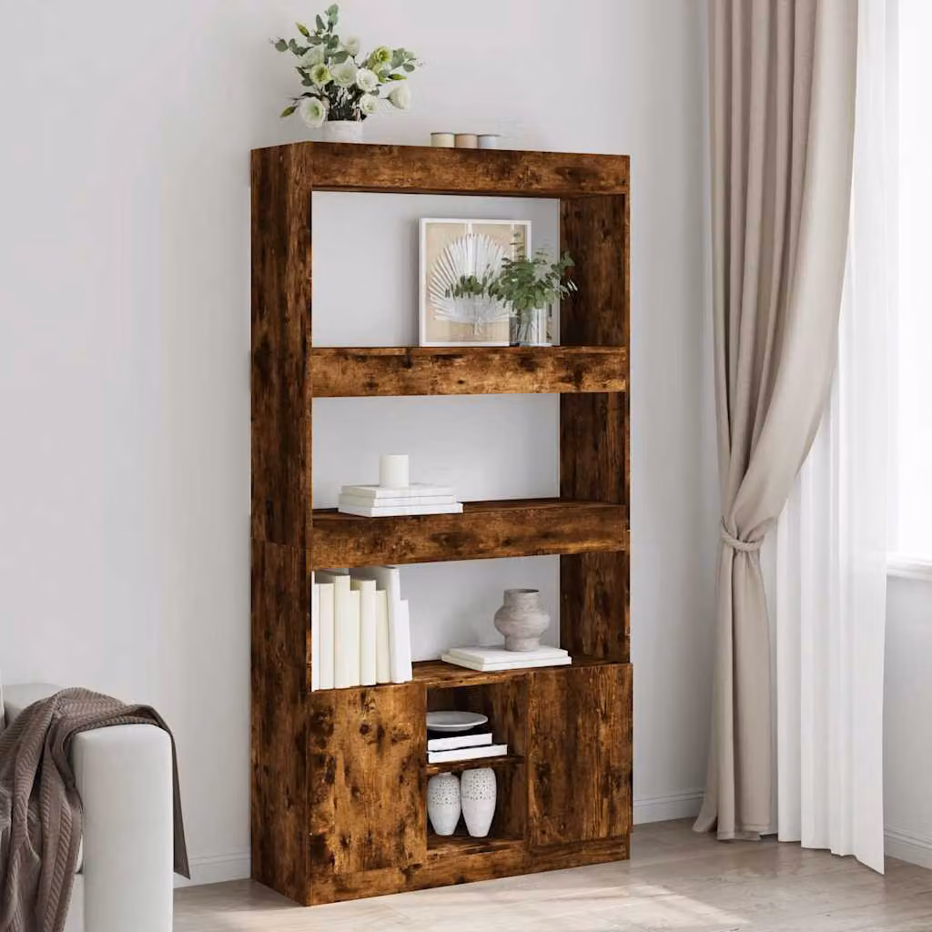 Credenza vidaXL in Rovere Fumo con Ante a Battente e Ripiani Interni, L/P/H: 92 x 33 x 180 cm