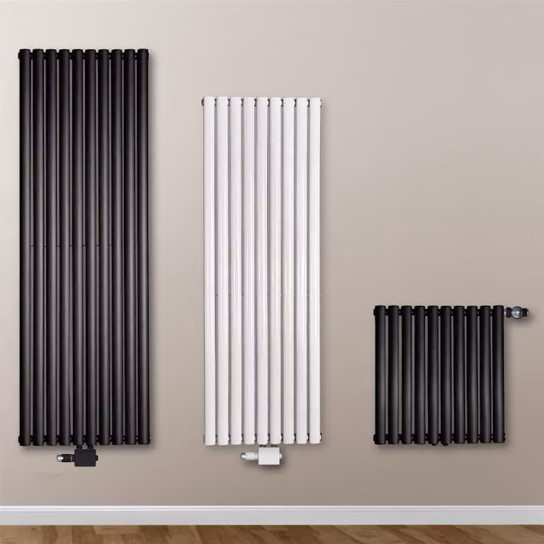 VILSTEIN Radiatore di design piatto, radiatore a pannello, radiatore a pannello, radiatore a parete, attacco centrale e attacco laterale, bianco, doppio strato, 810W, quadrato, 60x60 cm