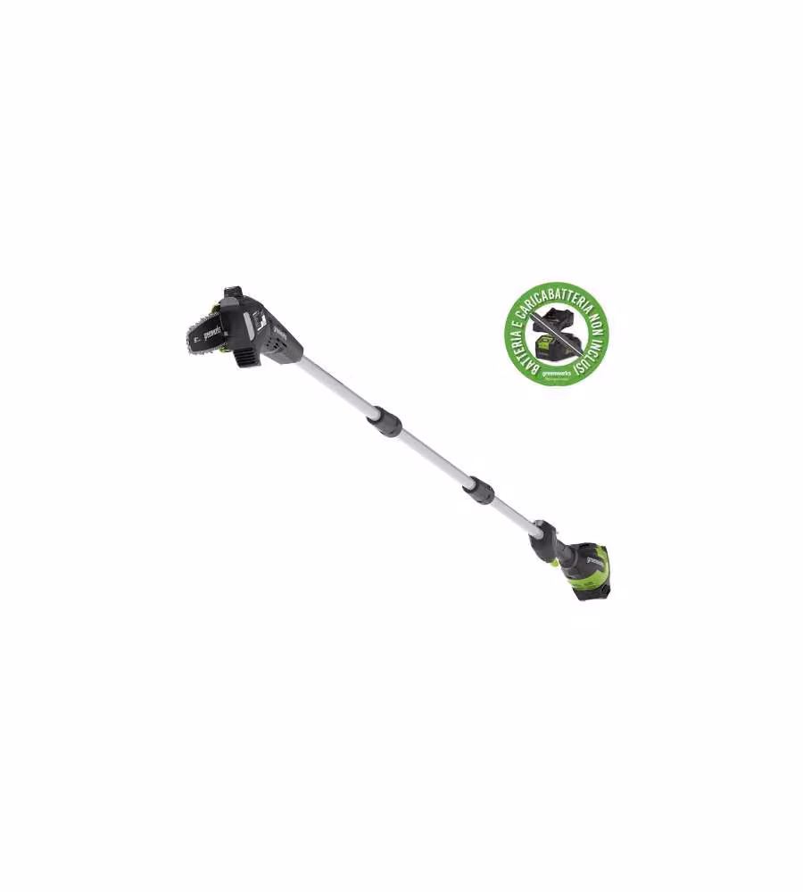 Sega da potatura con asta Greenworks 48V G48PS verde con batteria ricaricabile