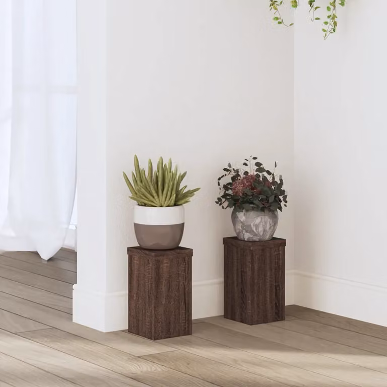 Set di 2 supporti per piante moderni vidaXL in legno marrone L/P/H: 10 x 10 x 18 cm