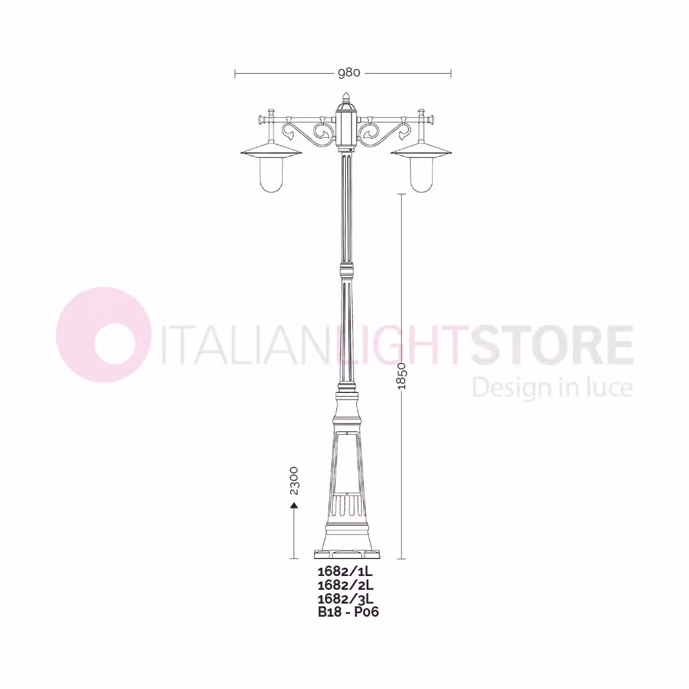 Lampione da esterno Iris Luce Linea Garden KAIROS Antracite con 2 luci e piattini d.30 cm, Altezza: 230 cm – 2