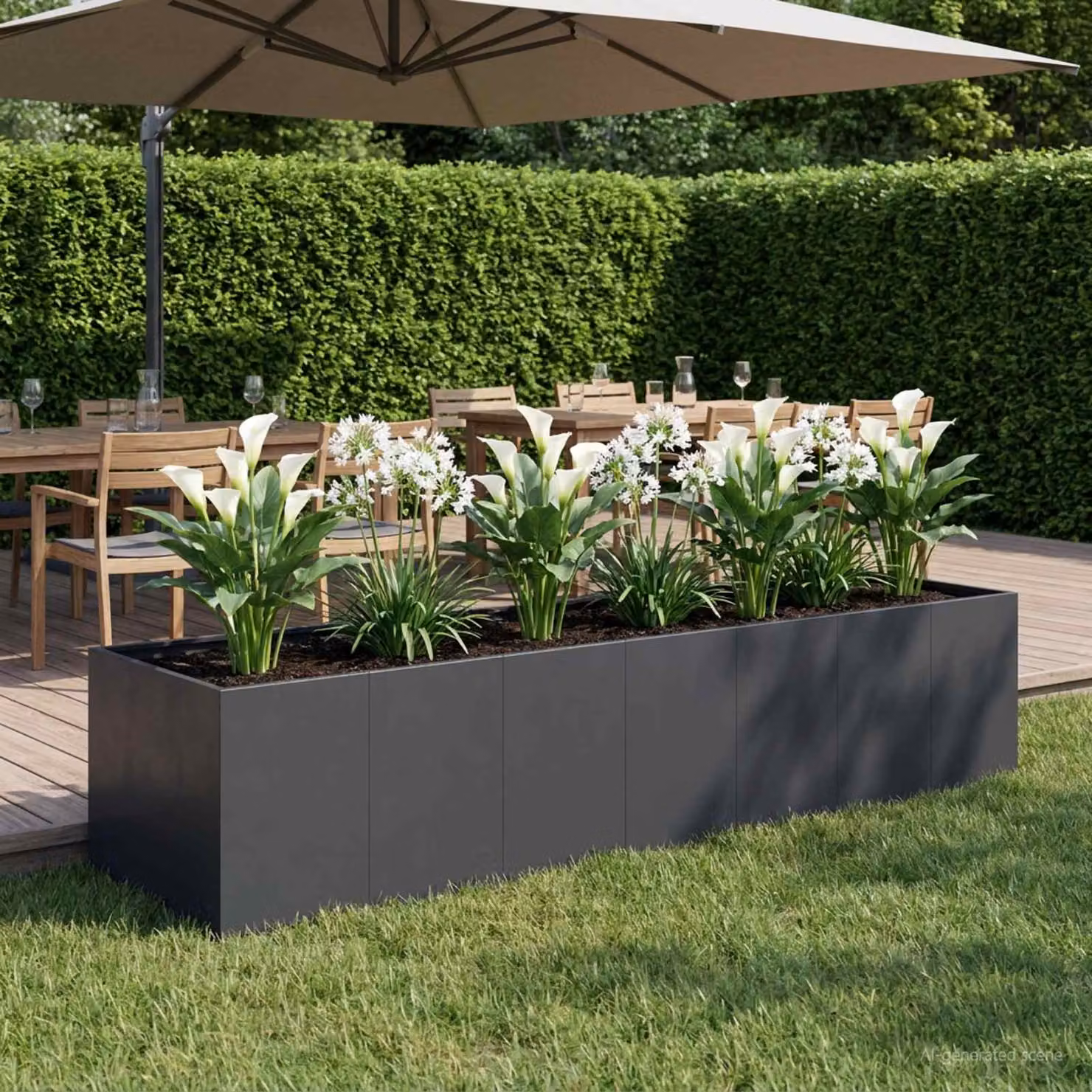 vidaXL Vaso da giardino in metallo Nero L: 280 cm, P: 80 cm, H: 60 cm