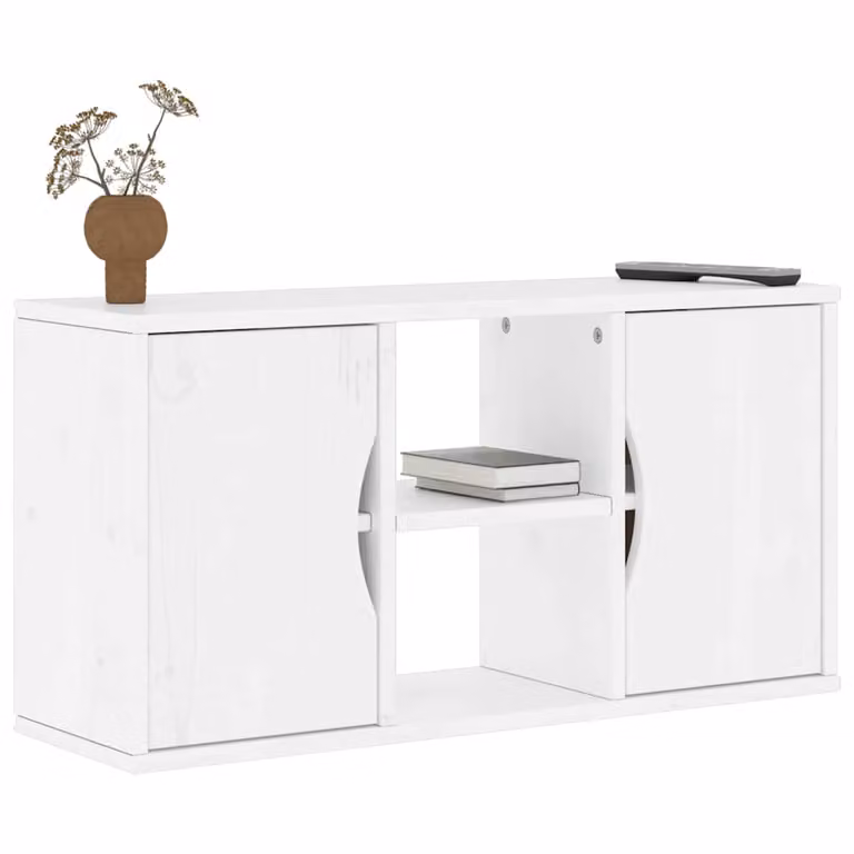 vidaXL Mobile Porta TV ODDA Bianco in Legno Massello di Pino L: 79 cm, P: 24 cm, H: 40 cm