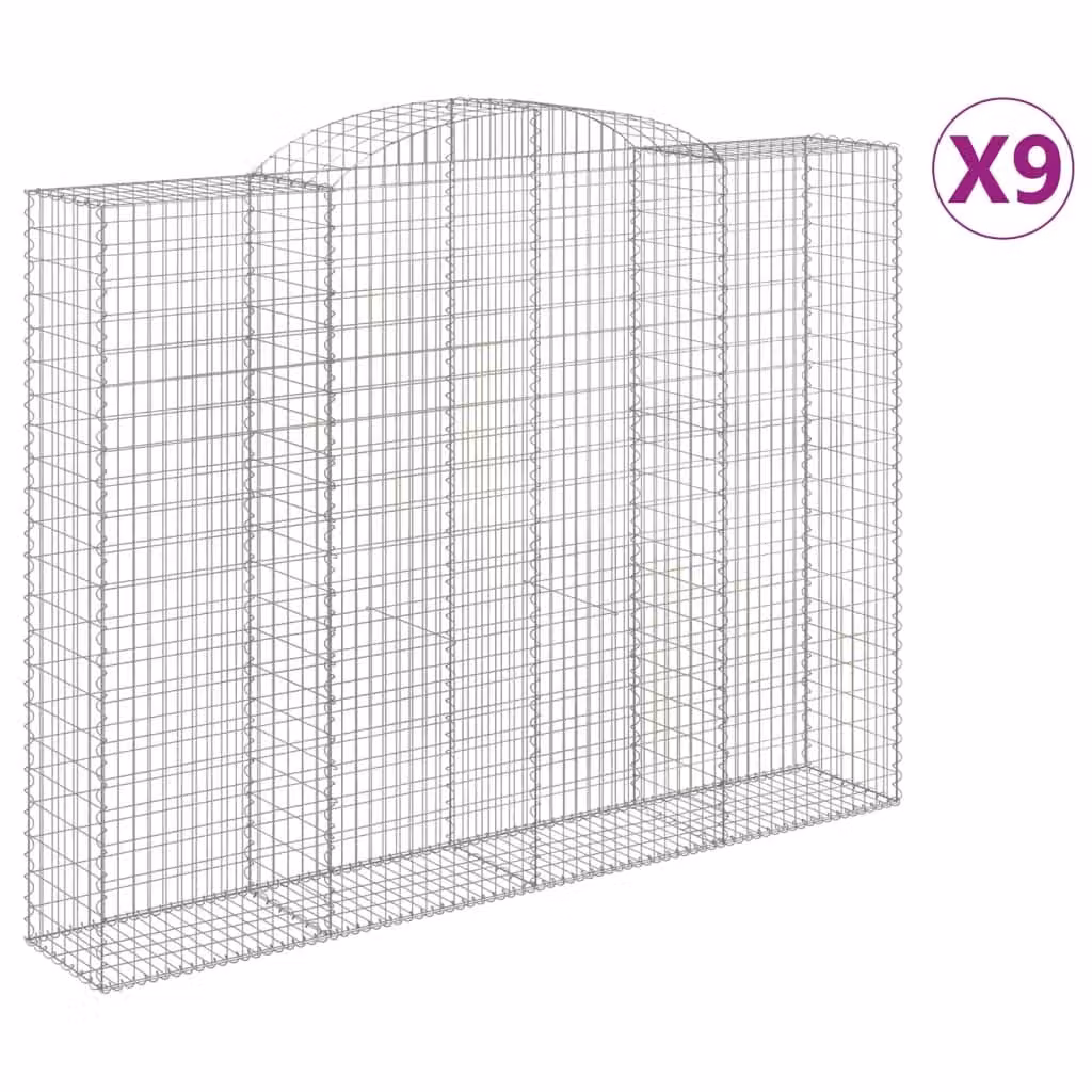 Cesti Gabbioni ad Arco 9 pz 300x50x220/240 cm Ferro Zincato