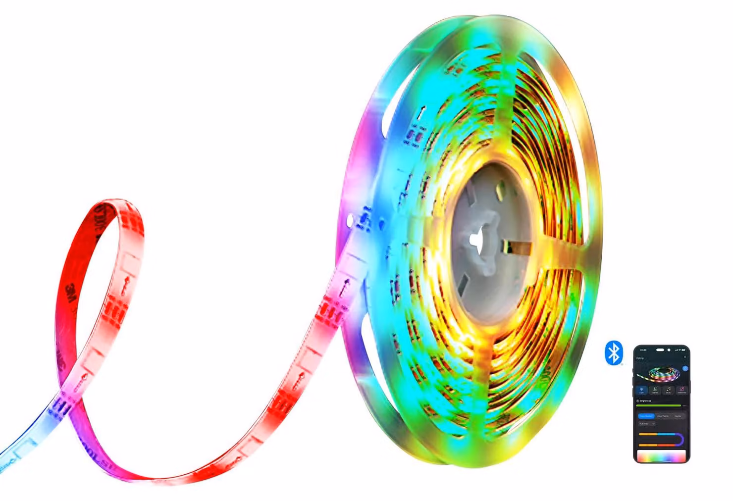Striscia LED da 5 metri, dimmerabile, RGB, controllabile tramite app, 150 lumen, alimentazione USB, sincronizzazione con la musica
