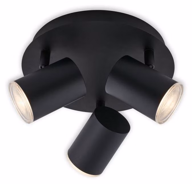 BRILONER - Faretto da soffitto, luce da bagno, lampada da bagno, plafoniera, faretto ruotabile e inclinabile, presa GU10, IP44, nero, 210x112mm (DxH), 2731-035