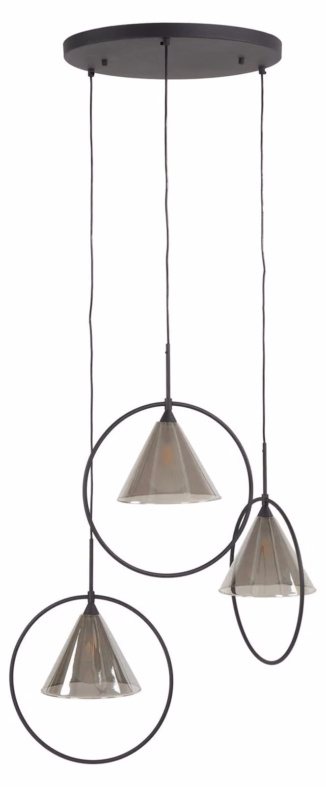 Lampada da soffitto FURNLUX conica nera e vetro nero 45 cm / Colore principale: nero / Dimensioni: 45 x 180 x 45 cm