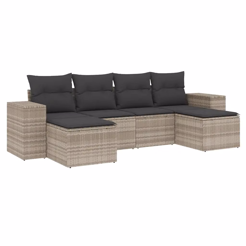 vidaXL Set Divano da Giardino a L con 6 Pezzi e Cuscini Imbottiti Grigio – 2