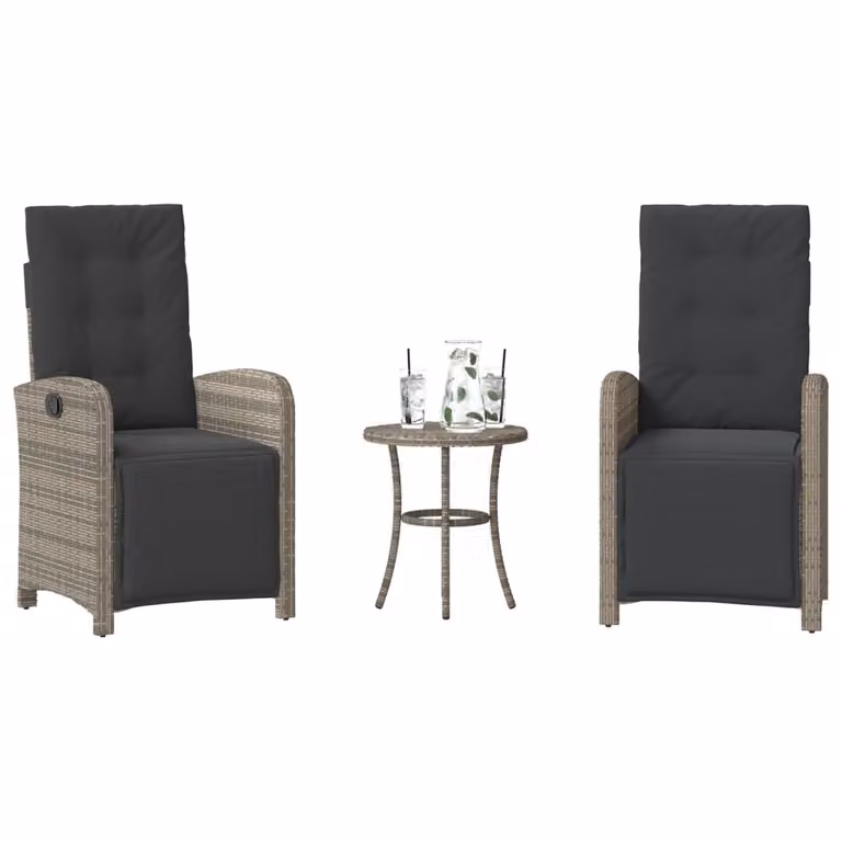 Maison Exclusive - Set da bistrot 3 pezzi con cuscini grigio in polyrattan