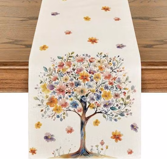 Tavolo da giardino Dynamo 40 x 180 cm – Motivo con fiori e alberi – Decorazione da tavola per primavera/autunno – Tavolo Dynamo per cucina, sala da pranzo e occasioni speciali