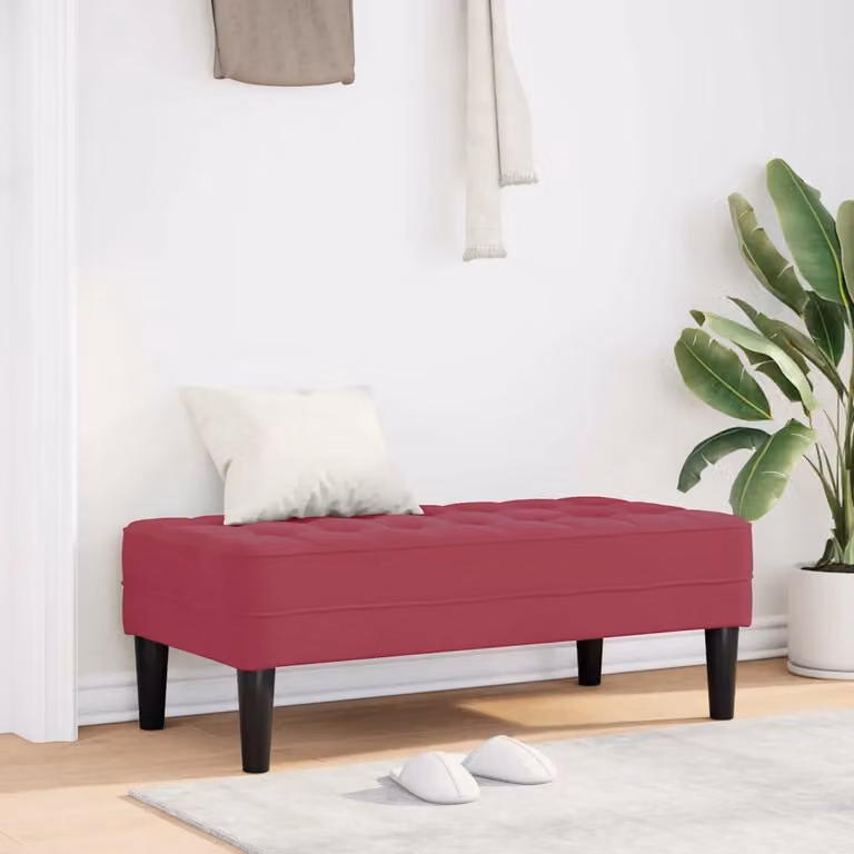 Panchina con cuscino vidaXL in velluto Rosso, L: 113 cm, P: 57 cm, H: 39 cm