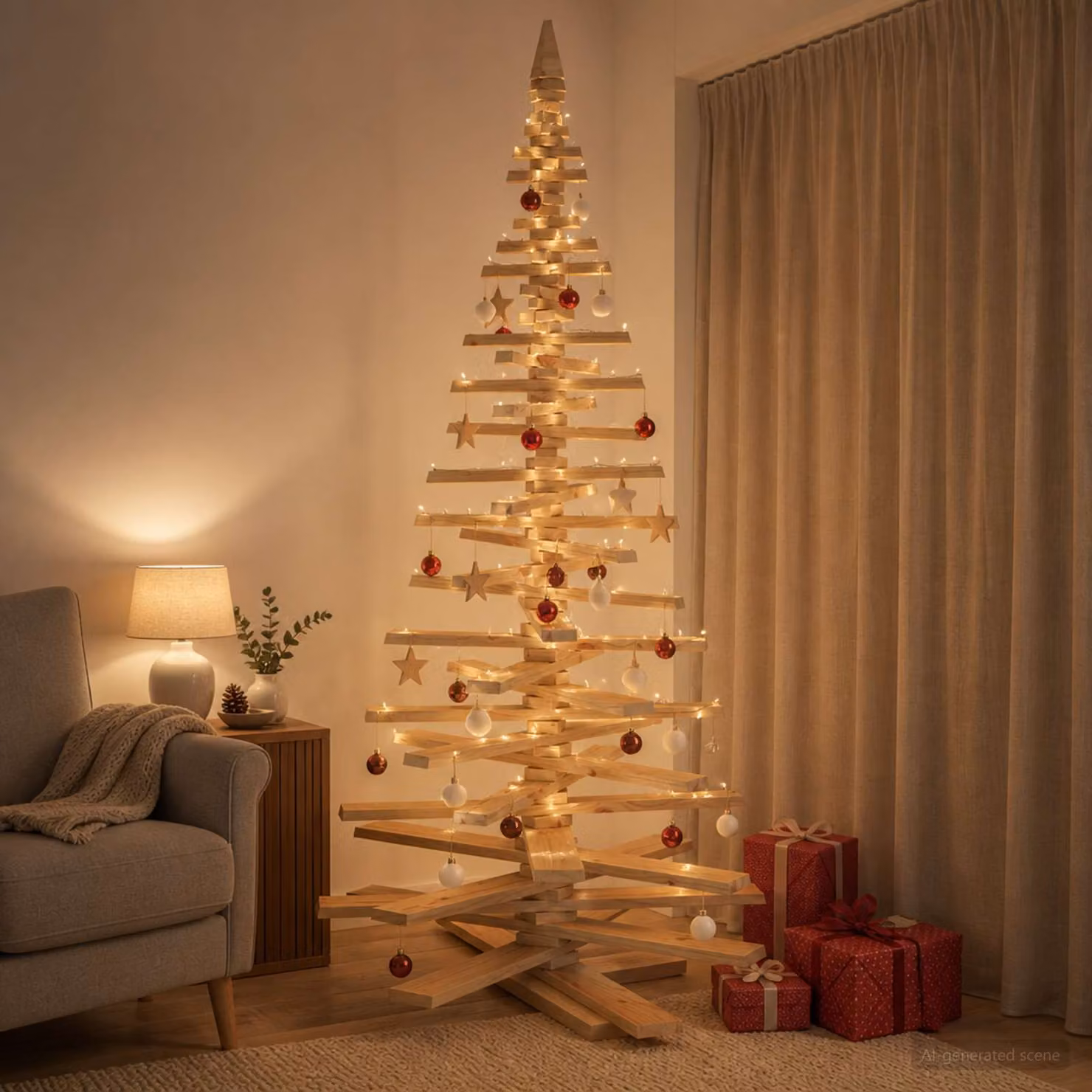 vidaXL Albero di Natale in legno KOTKA 210 cm Legno Massello di Pino