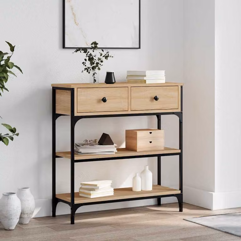 vidaXL Tavolino Consolle in Legno Rovere Sonoma, L 72,5 x P 25 x H 75 cm