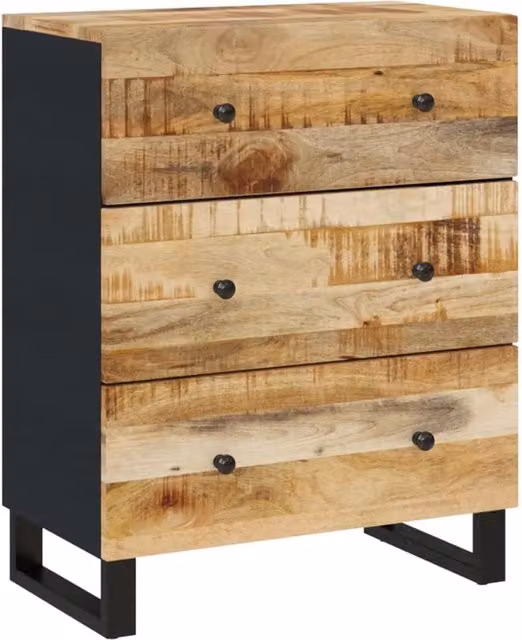 Credenza comò armadio mobile contenitore organizer cucina soggiorno salotto 60 x 33 x 75 cm in legno massello di mango marrone 02_0029612