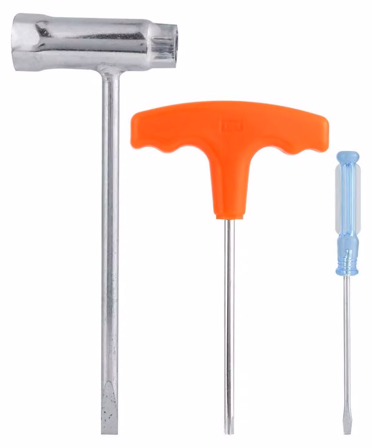 Set di utensili in metallo per motoseghe, composto da 3 pezzi, inclusi adattatori per chiavi, ideale per progetti di giardinaggio