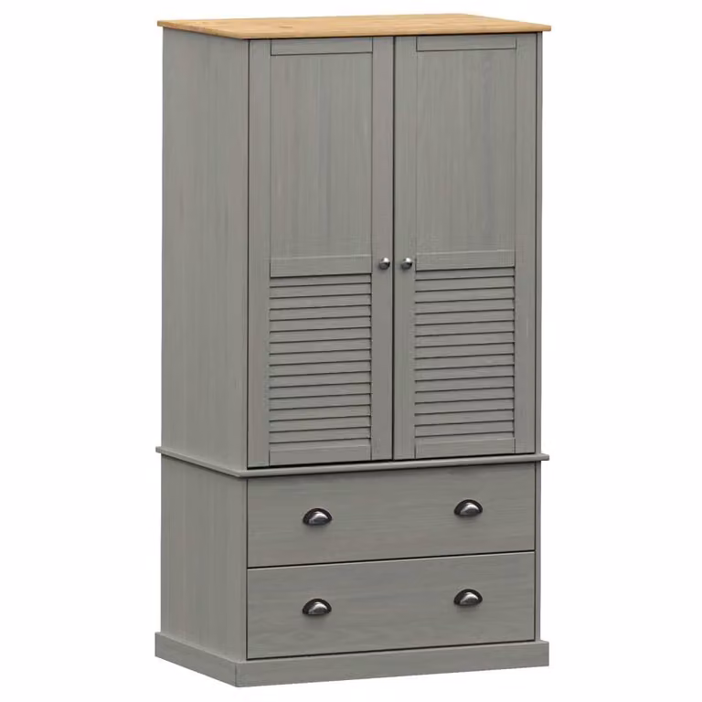 Armadio VIGO 90x55x170 cm in Legno Massello di Pino Grigio