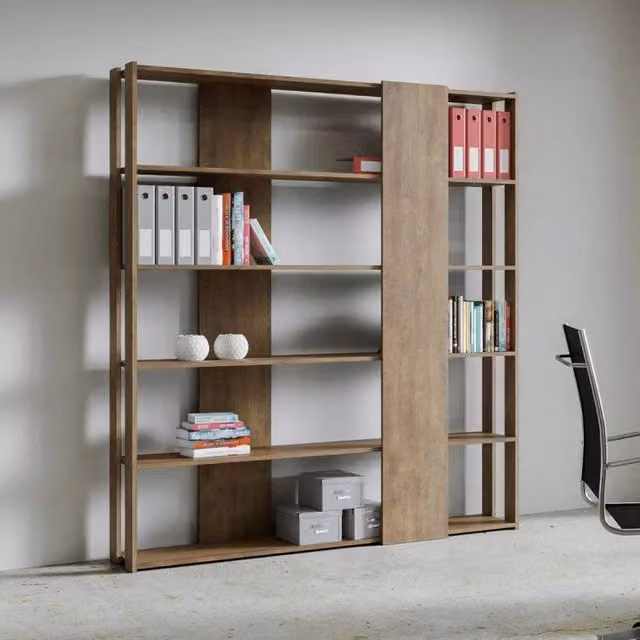 Composizione Libreria B Kato 6R 2 fianchi 4 fasce lunghe - Noce