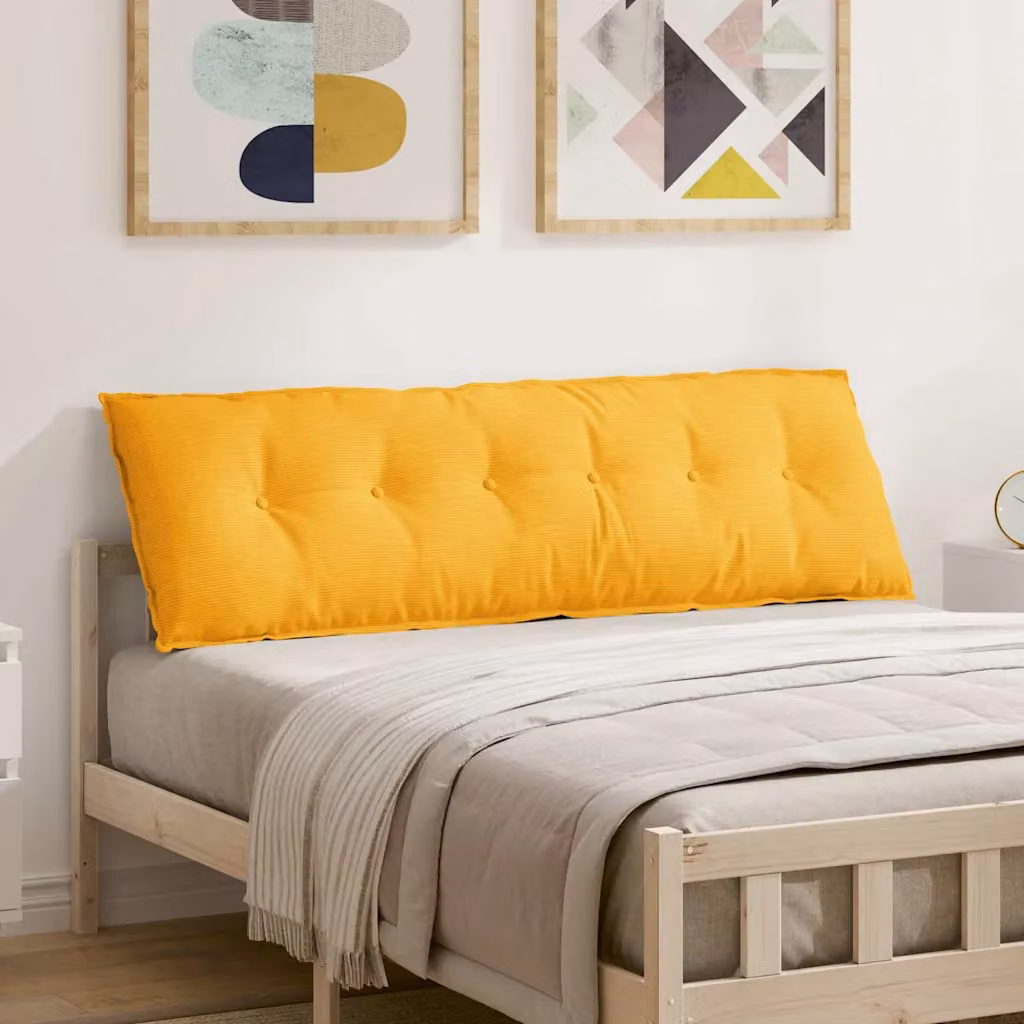 vidaXL Cuscino per Schiena Giallo con Rivestimento in Velluto a Costine Rimovibile L: 160 cm, P: 50 cm