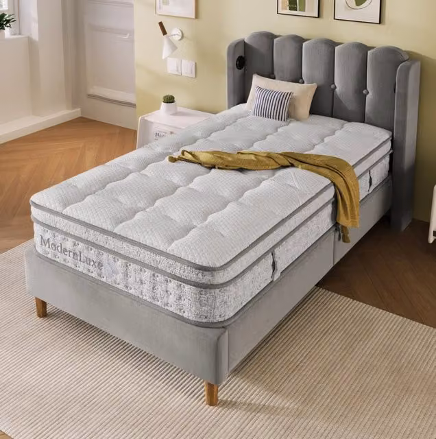 Materasso 90x200 cm H3, alto 25 cm, a 7 zone con molle insacchettate, bianco
