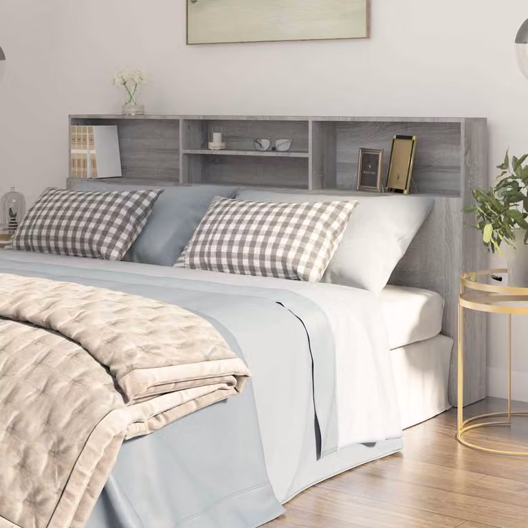 Testiera con contenitore vidaXL in legno Sonoma Grigio L: 200 cm, P: 19 cm, H: 103,5 cm