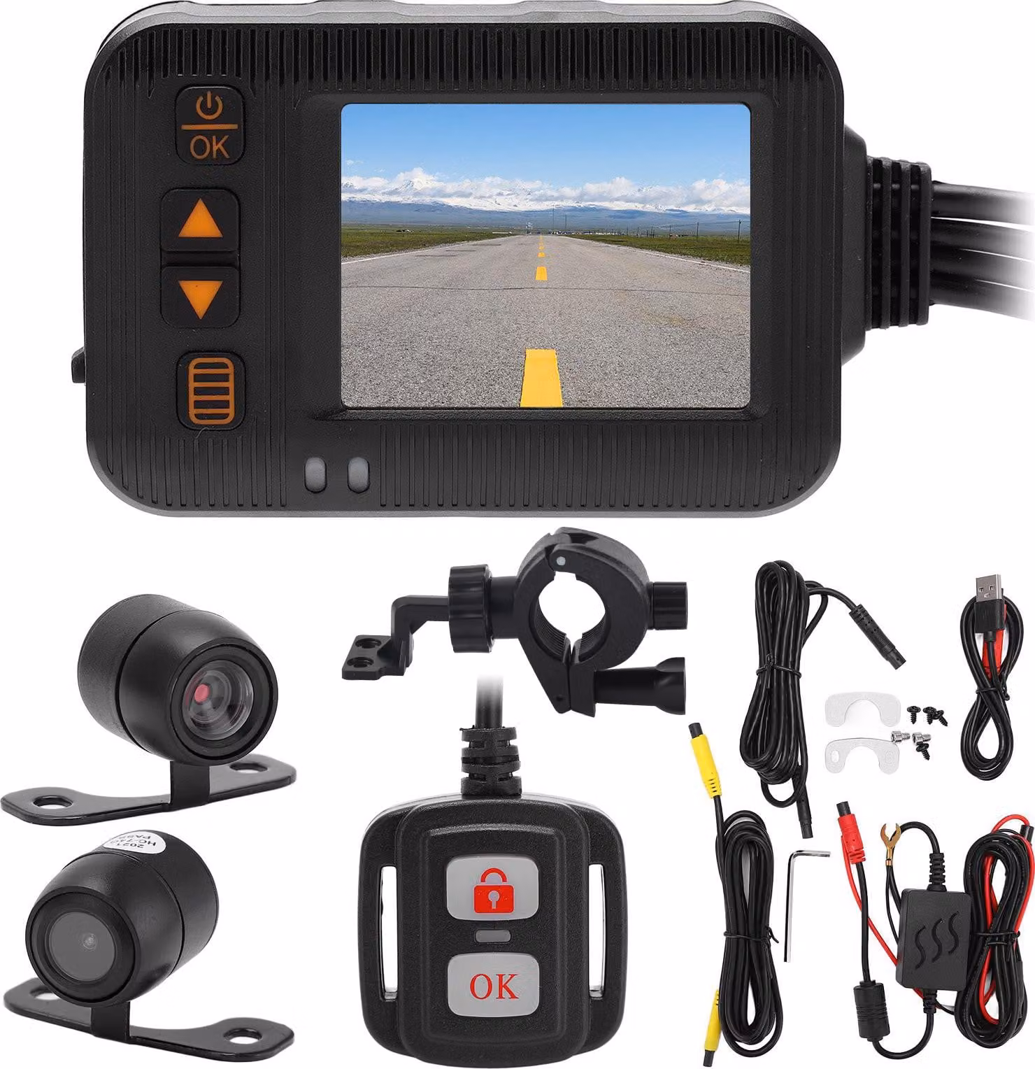 2in Motorbike Drive Recorder 1080p + 720p HD lente pioggia pesce DVR Dash Cam Loop registrazione