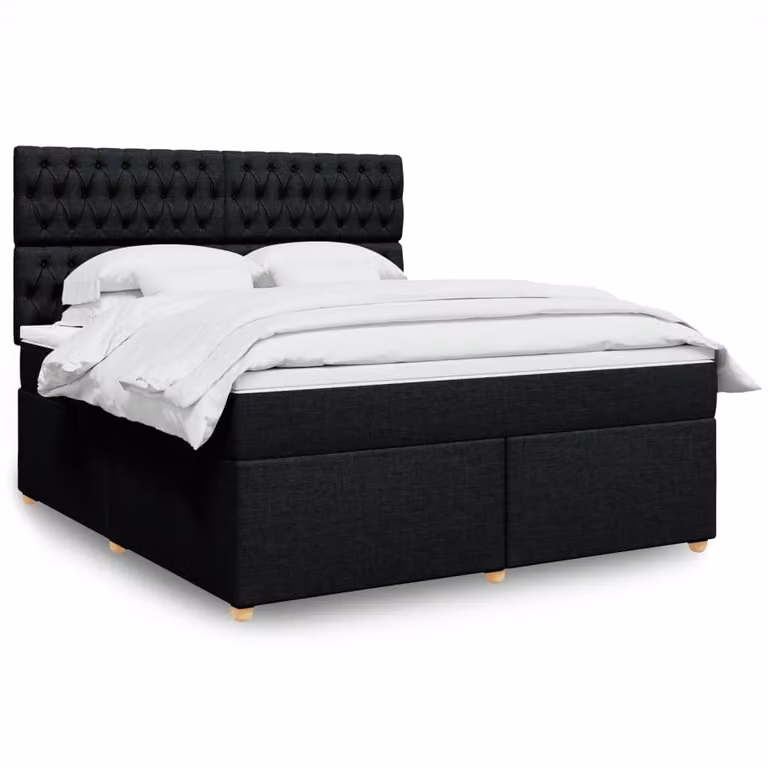 vidaXL Letto Ibrido Moderno con Materasso e Struttura Imbottita in Tessuto, L/P: 180 x 200 cm, Nero e Bianco