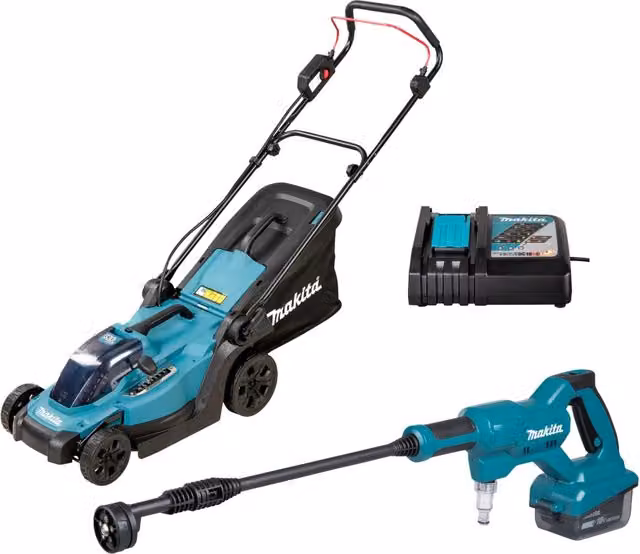 Kit Makita DLX2583T 18V rasaerba DLM330 + idropulitrice DHW180 + batteria 5.0Ah