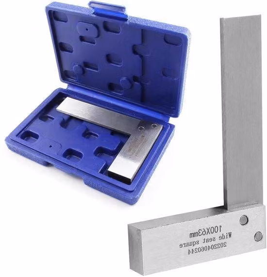 Squadra di precisione - Utensile - Precisione - Base stabile - 100 x 63 mm - Blu