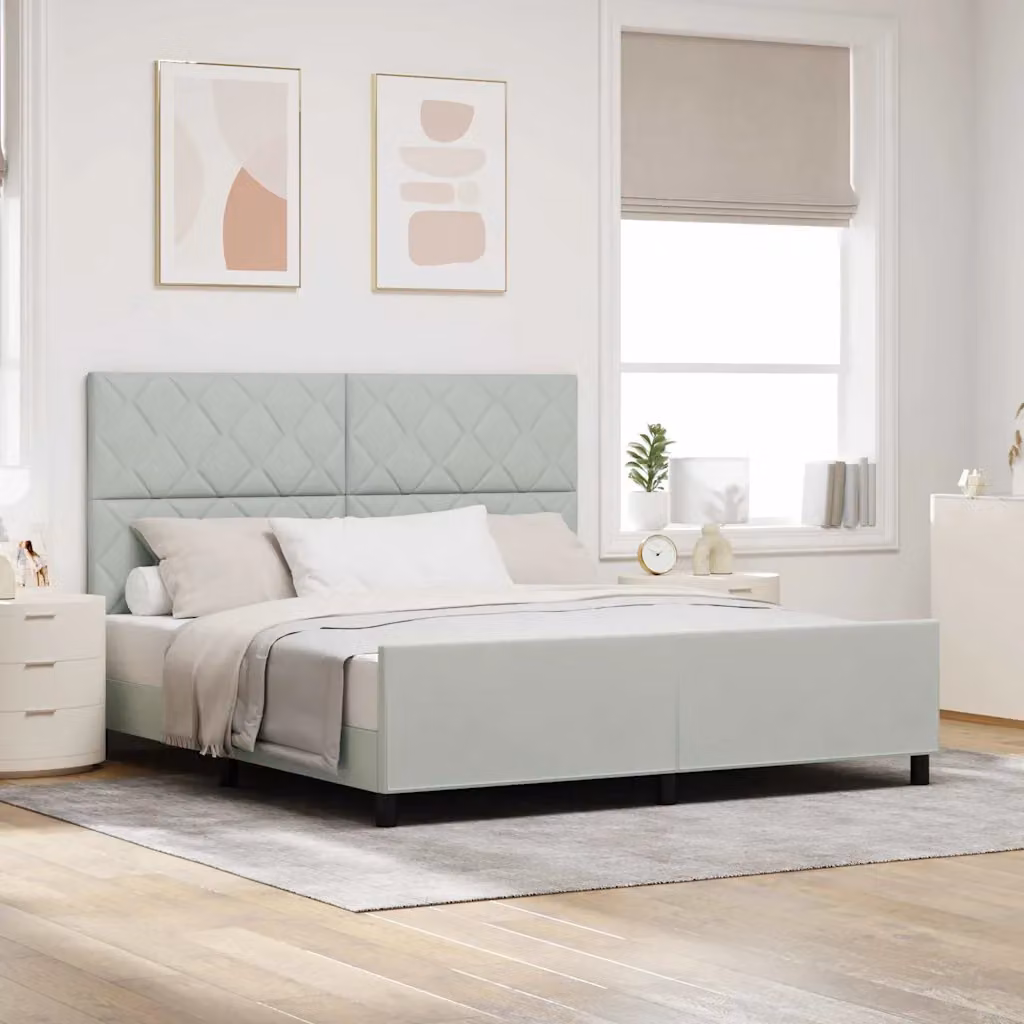 Letto a molle con testiera vidaXL in velluto grigio, L 180 x P 200 cm – 1
