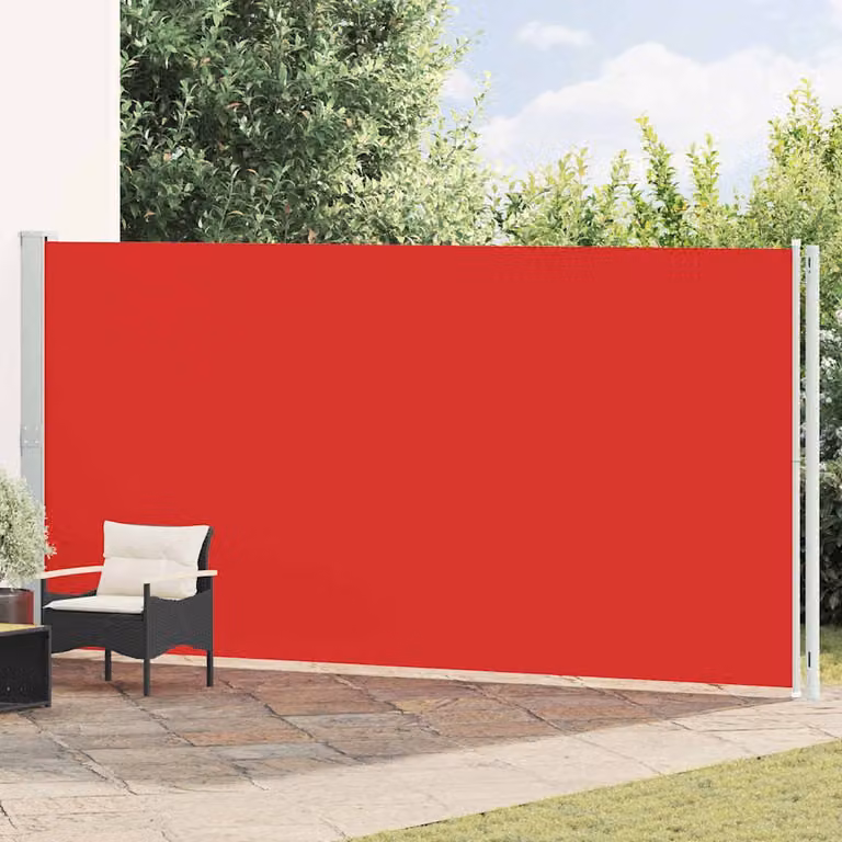Tenda da Sole Laterale Retrattile vidaXL per Patio in Poliestere e Acciaio, Rossa, L: 600 cm, H: 200 cm